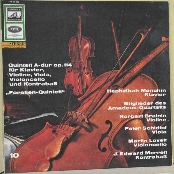 Cover Schubert* / Hephzibah Menuhin / Mitglieder Des Amadeus Quartet* - Quintett A-Dur, Op. 114 Fur Klavier, Violine, Viola, Violoncello Und Kontrabass Forellen-Quintet (LP, RE) Schallplatten Ankauf