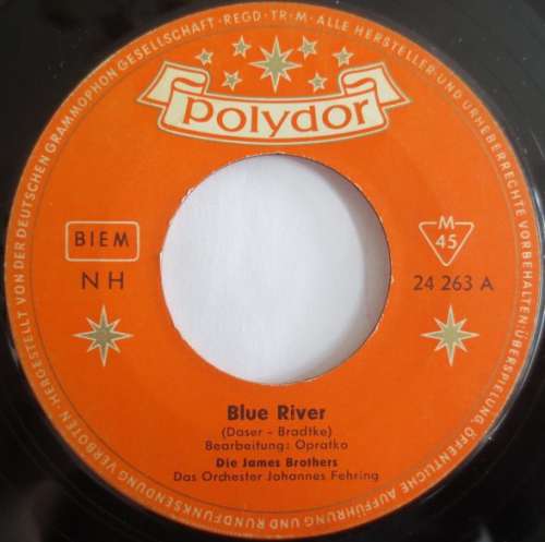 Cover Die James Brothers - Blue River / Chérie, Chérie (7, Single, Mono) Schallplatten Ankauf