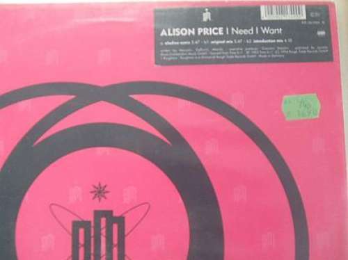 Cover Alison Price - I Need I Want (12) Schallplatten Ankauf