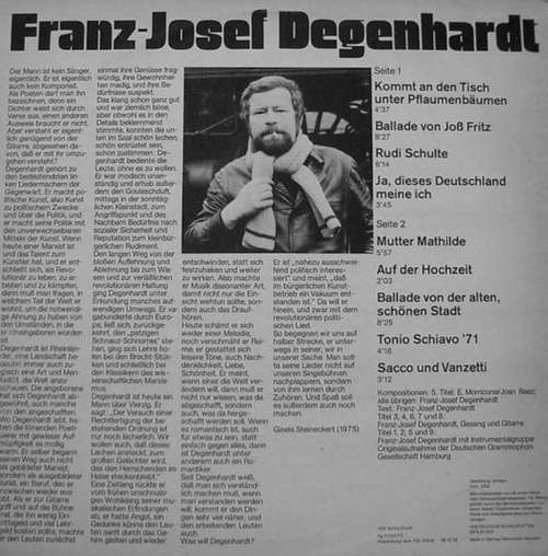 Cover Franz Josef Degenhardt Schallplatten Ankauf
