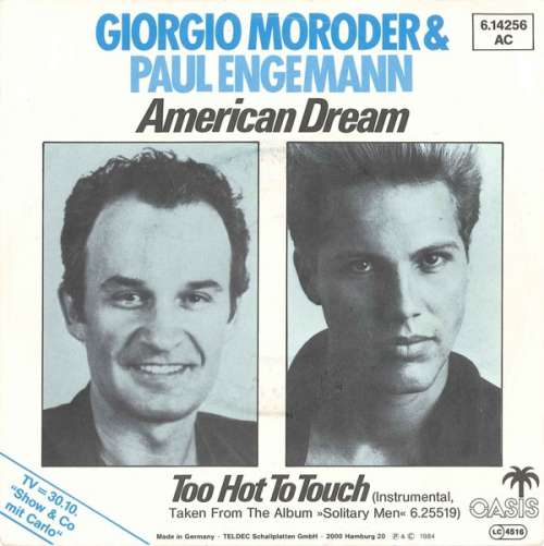Cover Giorgio Moroder & Paul Engemann - American Dream (7, Single) Schallplatten Ankauf