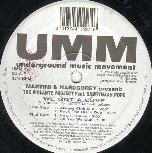 Cover Martini & Hardcorey Present The Violante Project Feat. Sabrynaah Pope - We Got A Love (12) Schallplatten Ankauf