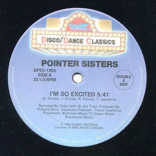 Cover Pointer Sisters / Geraldine Hunt - I'm So Excited / Can't Fake The Feeling (12, Blu) Schallplatten Ankauf