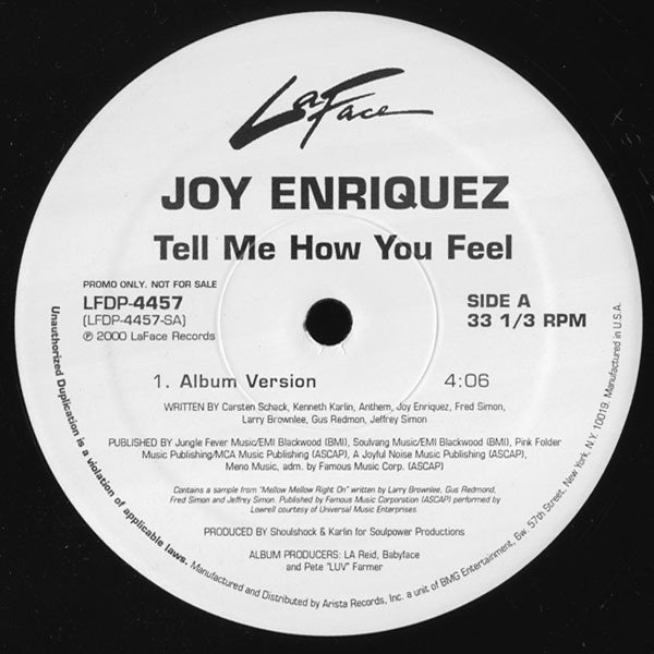 Cover Joy Enriquez - Tell Me How You Feel (12, Promo) Schallplatten Ankauf