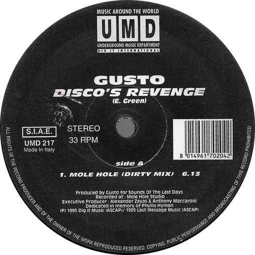 Cover Gusto - Disco's Revenge (12) Schallplatten Ankauf