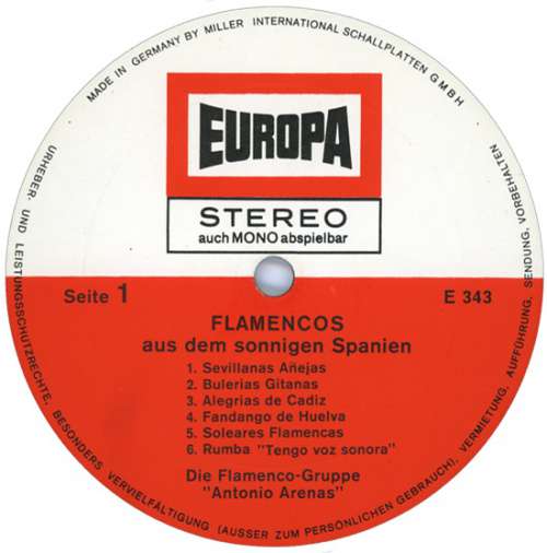 Cover Die Flamenco-Gruppe „Antonio Arenas”* - Flamencos Aus Dem Sonnigen Spanien (LP, Album, RP) Schallplatten Ankauf