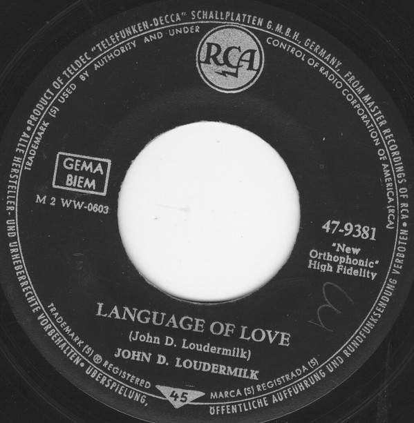 Cover John D. Loudermilk - Language Of Love (7, Single) Schallplatten Ankauf