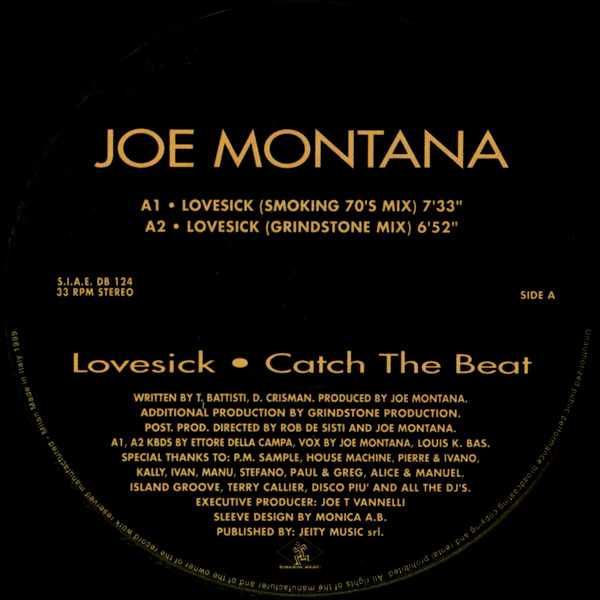 Cover Joe Montana - Lovesick / Catch The Beat (12) Schallplatten Ankauf