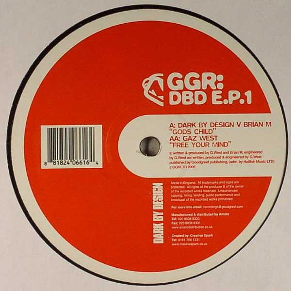 Cover Dark By Design v Brian M / Gaz West* - Gods Child / Free Your Mind (12, EP) Schallplatten Ankauf