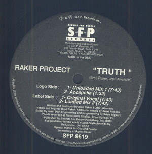 Cover John Alvarado & Brad Raker Present Raker Project - Truth (12) Schallplatten Ankauf