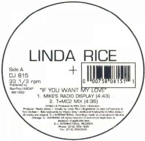 Cover Linda Rice - If You Want My Love (12) Schallplatten Ankauf