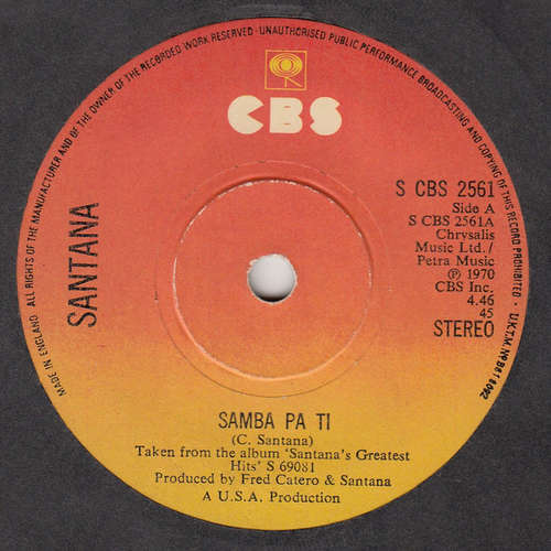 Cover Santana - Samba Pa Ti  (7, Single, RE) Schallplatten Ankauf