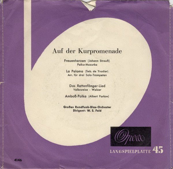 Cover Großes Rundfunk-Blas-Orchester, W. S. Feld - Auf Der Kurpromenade (7, EP, Mono) Schallplatten Ankauf