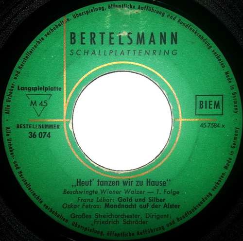 Cover Friedrich Schröder Und Sein Orchester - Heut' Tanzen Wir Zu Hause (7, EP) Schallplatten Ankauf