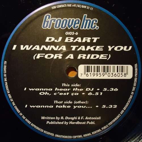 Bild DJ Bart (3) - I Wanna Take You (For A Ride) (12) Schallplatten Ankauf