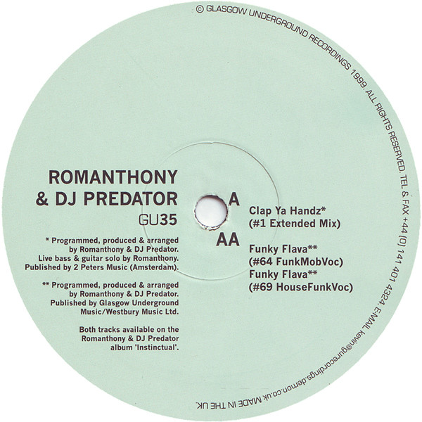 Cover Romanthony & DJ Predator - Clap Ya Handz / Funky Flava (12) Schallplatten Ankauf