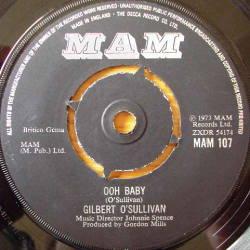 Cover Gilbert O'Sullivan - Ooh Baby  (7, Single) Schallplatten Ankauf