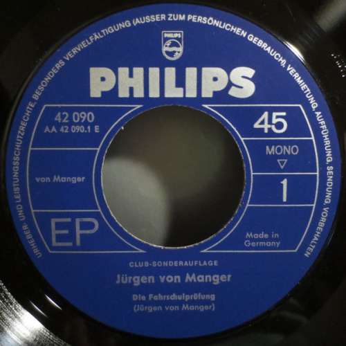Cover Jürgen von Manger - Die Fahrschulprüfung (7, EP, Mono) Schallplatten Ankauf