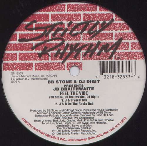 Cover BB Stone* & DJ Digit Presents JD Braithwaite* - Feel The Vibe (12) Schallplatten Ankauf