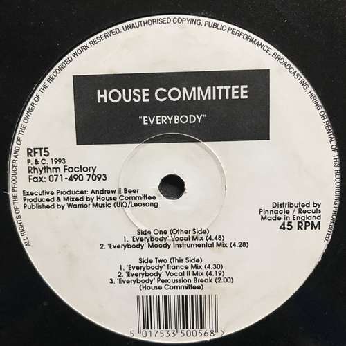 Cover House Committee - Everybody (12) Schallplatten Ankauf