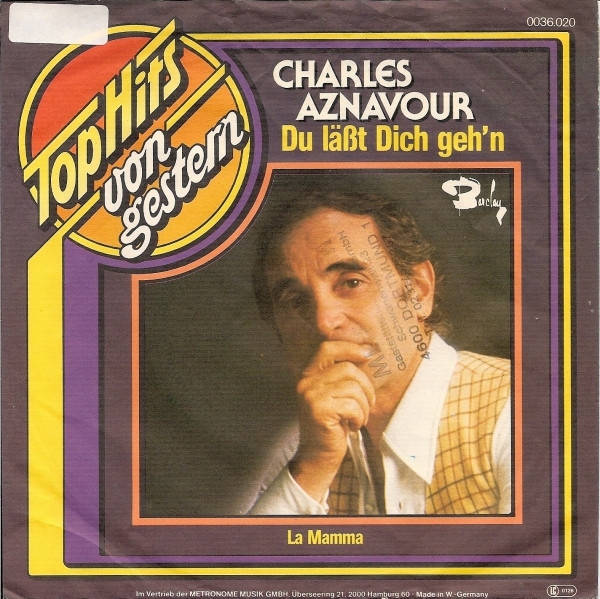 Cover Charles Aznavour - Du Läßt Dich Geh'n / La Mamma (7, Single) Schallplatten Ankauf