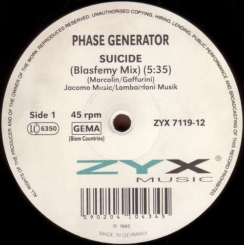 Cover Phase Generator - Suicide (12) Schallplatten Ankauf