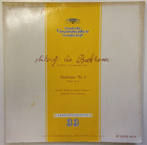 Cover Ludwig van Beethoven, Berliner Philharmoniker, Fritz Lehmann - Sinfonie Nr. 2 D-Dur Op. 36 (10, Mono) Schallplatten Ankauf