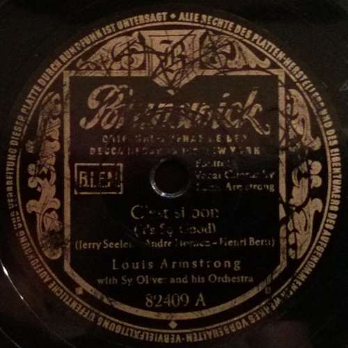 Cover Louis Armstrong - C'est Si Bon (It's So Good) (Shellac, 10, Single) Schallplatten Ankauf