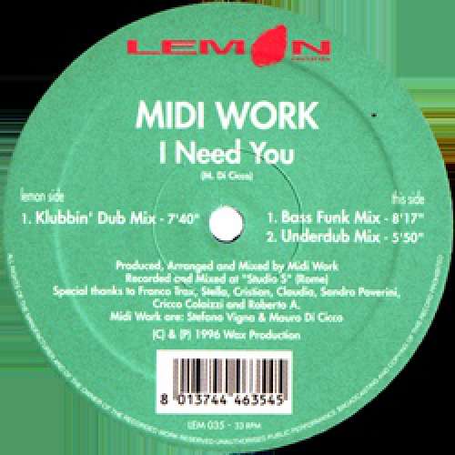 Cover Midi Work - I Need You (12) Schallplatten Ankauf