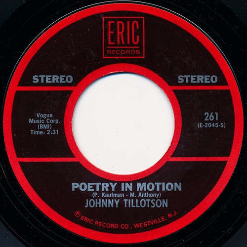 Cover Johnny Tillotson - Poetry In Motion / Send Me The Pillow You Dream On (7, Mono) Schallplatten Ankauf