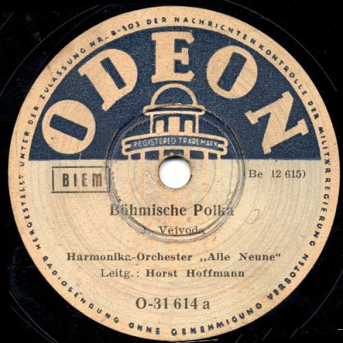 Cover Harmonika-Orchester Alle Neune - Böhmische Polka / Im Gänsemarsch (Shellac, 10, RP) Schallplatten Ankauf