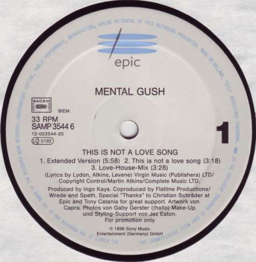 Cover Mental Gush - This Is Not A Love Song (12, Promo) Schallplatten Ankauf
