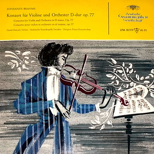 Cover Johannes Brahms — David Oistrach , Violine· Sächsische Staatskapelle Dresden* · Dirigent: Franz Konwitschny - Konzert Für Violine Und Orchester D-Dur Op. 77 (LP, Album, Mono) Schallplatten Ankauf