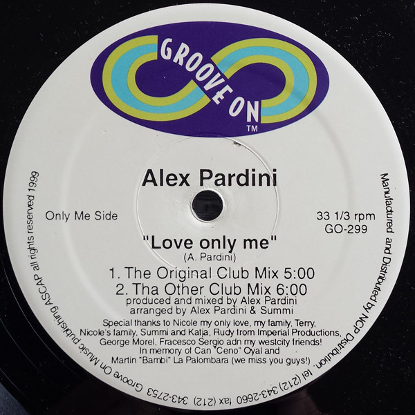 Cover Alex Pardini - Love Only Me / I Wanna Be Your Lover (12) Schallplatten Ankauf