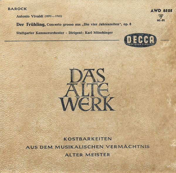 Bild Antonio Vivaldi ; Stuttgarter Kammerorchester, Karl Münchinger - Der Frühling, Concerto Grosso Aus Die Vier Jahreszeiten, Op. 8 (7) Schallplatten Ankauf
