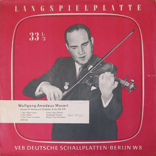 Cover Wolfgang Amadeus Mozart - David Oistrach, Staatskapelle Dresden, Franz Konwitschny - Konzert Für Violine Und Orchester, A-dur (KV. 219) (LP, Mono) Schallplatten Ankauf