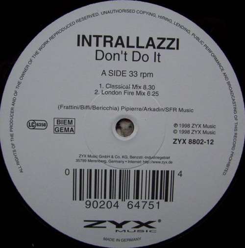 Cover Intrallazzi* - Don't Do It (12) Schallplatten Ankauf