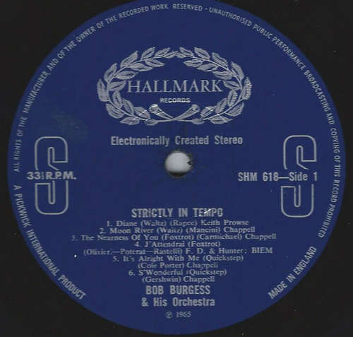 Bild Bob Burgess - Strictly In Tempo (LP, Album, RE) Schallplatten Ankauf