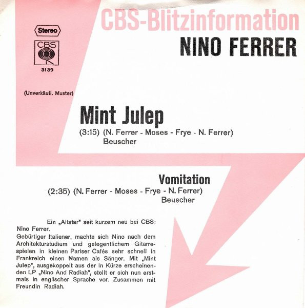 Bild Nino Ferrer - Mint Julep / Vomitation (7, Single, Promo) Schallplatten Ankauf