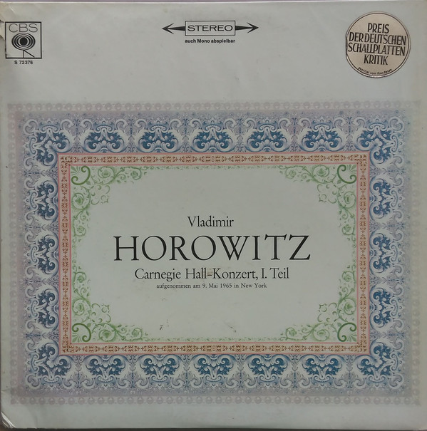 Cover Vladimir Horowitz - Carnegie Hall-Konzert, 1. Teil (LP) Schallplatten Ankauf