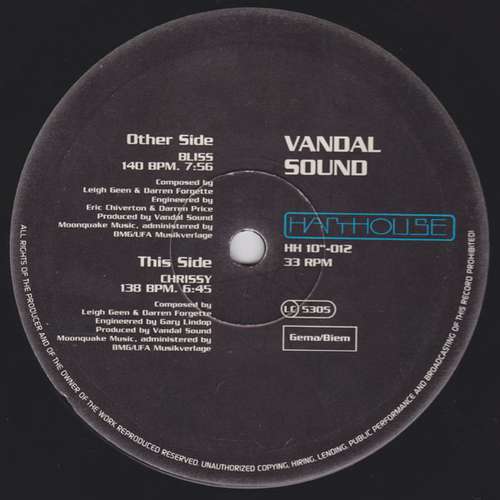 Cover Vandal Sound - Bliss (10) Schallplatten Ankauf