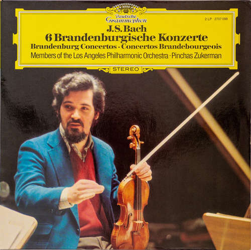 Cover Pinchas Zukerman, Los Angeles Philharmonic Orchestra Perform J.S. Bach* - 6 Brandenburghische Konzerte (2xLP) Schallplatten Ankauf