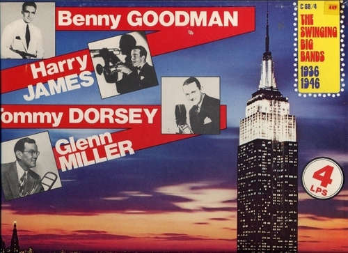 Cover Benny Goodman, Harry James (2), Tommy Dorsey & Frank Sinatra, Glenn Miller - The Swinging Big Bands 1936-1946 (4xLP, Comp + Box) Schallplatten Ankauf