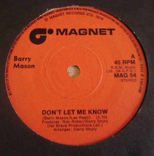 Cover Barry Mason - Don't Let Me Know (7, Single) Schallplatten Ankauf