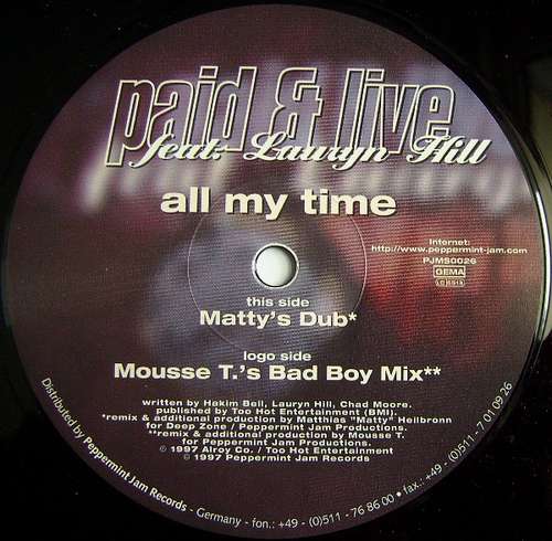 Cover Paid & Live Feat. Lauryn Hill - All My Time (12) Schallplatten Ankauf