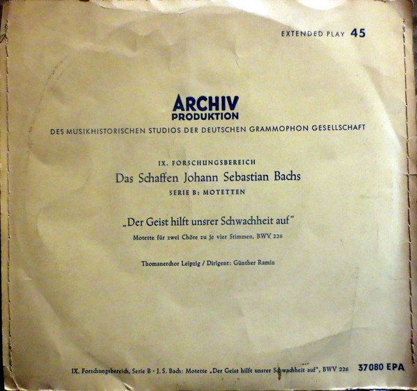 Cover Johann Sebastian Bach - Der Geist Hilft Unsrer Schwachheit Auf, Motette Für Zwei Chöre Zu Je Vier Stimmen, BWV 226 (7, EP) Schallplatten Ankauf