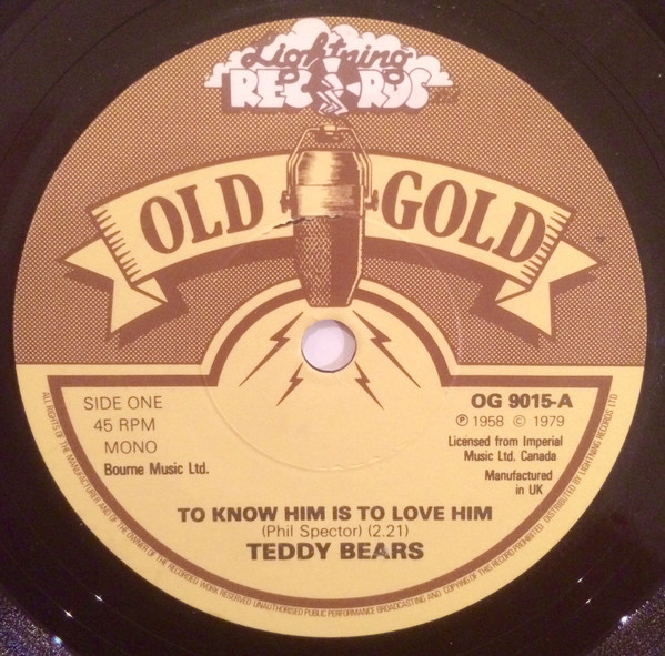 Cover The Teddy Bears / Jody Reynolds - To Know Him Is To Love Him / Endless Sleep (7, Mono) Schallplatten Ankauf