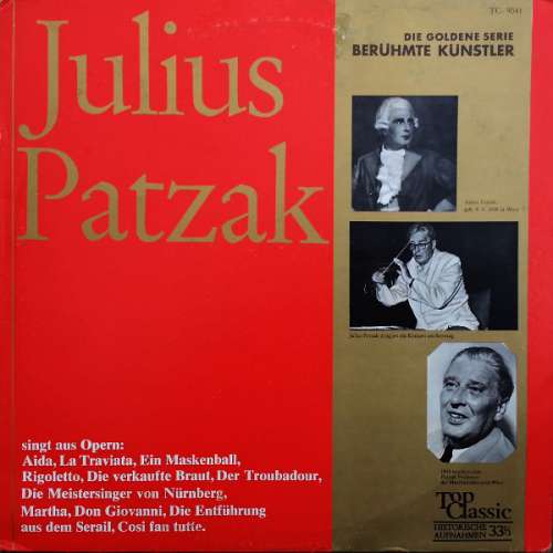 Cover Julius Patzak - Singt Aus Opern (LP, Album) Schallplatten Ankauf