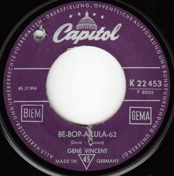 Cover Gene Vincent - Be-Bop-A-Lula-62 (7, Single) Schallplatten Ankauf