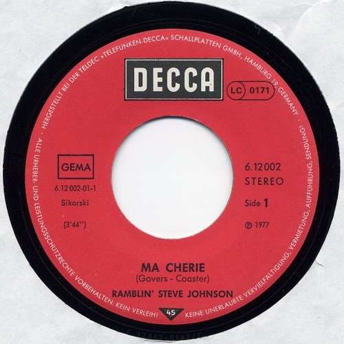 Cover Ramblin' Steve Johnson - Ma Cherie (7, Single) Schallplatten Ankauf